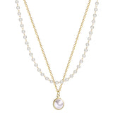 Double Strand Pearl Pendant Necklace for Women, Party Gift Jewelry
