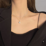 Double Strand Pearl Pendant Necklace for Women, Party Gift Jewelry