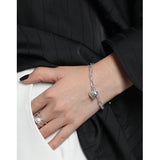 SHANICE 925 Sterling Silver Double-layer Chain Charm Bracelet