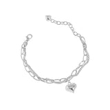 SHANICE 925 Sterling Silver Double-layer Chain Charm Bracelet