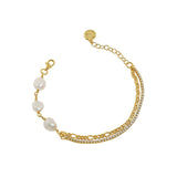 SHANICE 925 Silver Bracelet Women Baroque Pearl Zircon Chain Jewelry