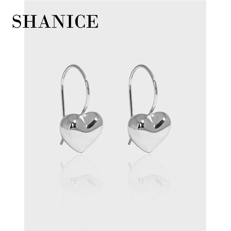 SHANICE Sterling Silver Geometric Heart Stud Earrings for Women Girls