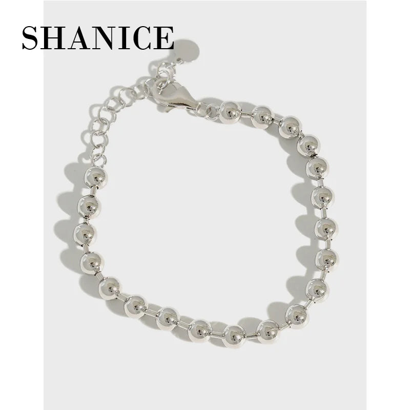SHANICE 925 Sterling Silver Geometric Beads Bracelet Charm