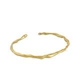 SHANICE 925 Sterling Silver Concave Bangle Bracelet for Women