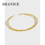 SHANICE 925 Sterling Silver Concave Bangle Bracelet for Women