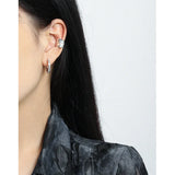 SHANICE 925 Silver Face C-shaped Hoop Earrings