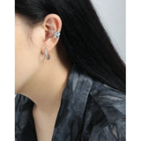 SHANICE 925 Silver Face C-shaped Hoop Earrings