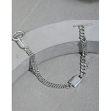 SHANICE 925 Sterling Silver Minimalist Double-layer Chain Bracelet