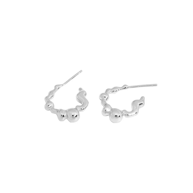 SHANICE 925 Sterling Silver C Shape Stud Earrings For Women