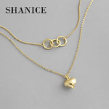SHANICE 925 Sterling Silver Pendant Necklace Double Layers for Women