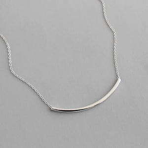 SHANICE 925 Silver Smile Necklace Square Tube Pendant Ins Necklace