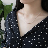 SHANICE 925 Silver Smile Necklace Square Tube Pendant Ins Necklace