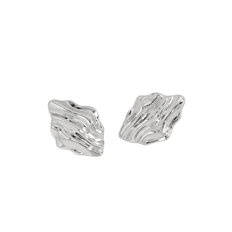 SHANICE 925 Silver Stud Earrings Concave & Convex Surface Gift
