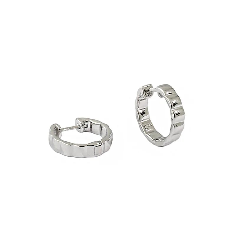 SHANICE 925 Sterling Silver Concave/Convex Hoop Earrings