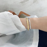 SHANICE 925 Sterling Silver Bangle Bracelet Irregular Concave-Convex