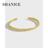 SHANICE 925 Sterling Silver Bangle Bracelet Irregular Concave-Convex