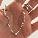 SHANICE 925 Sterling Silver Folding Thin Line Beads Bracelet