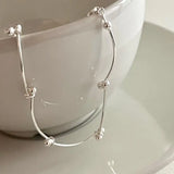 SHANICE 925 Sterling Silver Folding Thin Line Beads Bracelet