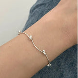 SHANICE 925 Sterling Silver Folding Thin Line Beads Bracelet