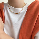 SHANICE S925 Sterling Silver Flat Necklace  Waterproof Snake Chain Men Gift