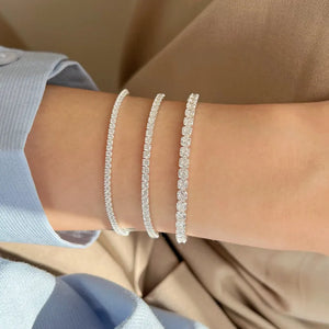 SHANICE 100% S925 Sterling Silver 1/2/3MM CZ Tennis Bracelet Bangle