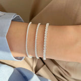SHANICE 100% S925 Sterling Silver 1/2/3MM CZ Tennis Bracelet Bangle