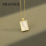 SHANICE 925 Silver Shell Square Pendant Necklace Girls Chain Choker Charm