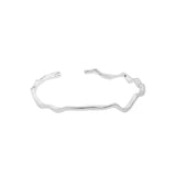 SHANICE S925 Sterling Silver Irregular Wave Bangle Bracelet for Women