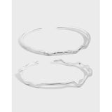 SHANICE S925 Sterling Silver Irregular Wave Bangle Bracelet for Women