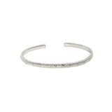 S925 Sterling Silver Tin Foil Texture Open Bracelet Charm Jewelry