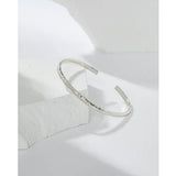 S925 Sterling Silver Tin Foil Texture Open Bracelet Charm Jewelry