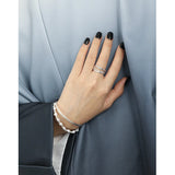 S925 Sterling Silver Tin Foil Texture Open Bracelet Charm Jewelry