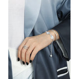 S925 Sterling Silver Tin Foil Texture Open Bracelet Charm Jewelry