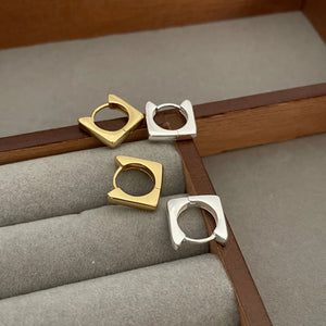 SHANICE 18K 925 Silver Square Circle Hoop Earrings