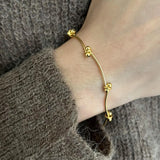 SHANICE 925 Silver Snakebone Bracelet w/ Lucky Ball Charms