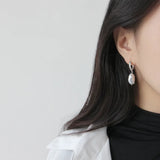 SHANICE 925 Silver Baroque Pearl Circle Drop Earrings Vintage