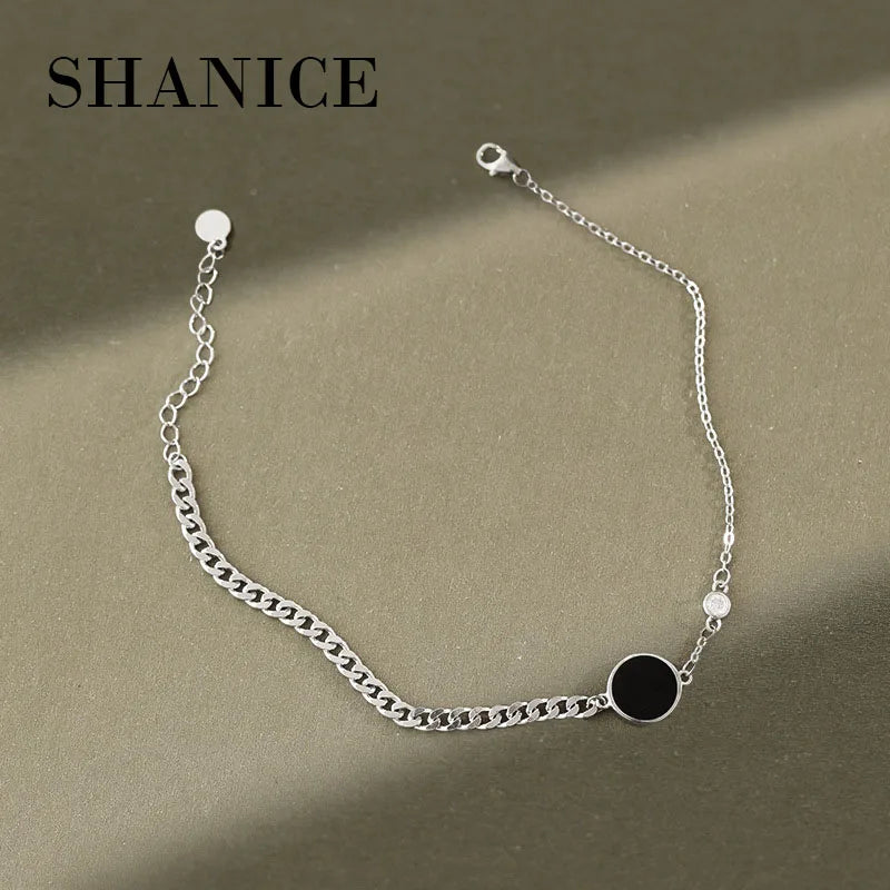 SHANICE 925 Silver Anklet CZ Foot Jewelry Cuban Link Chain for Women Girls