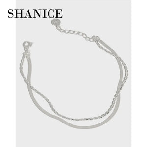 SHANICE Double Layer Flat and Beads Chain Bracelet - 925 Sterling Silver