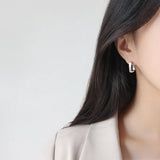 SHANICE 925 Sterling Silver Geometric Square Stud Earrings