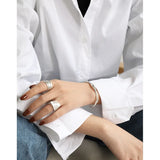 SHANICE 925 Sterling Silver Irregular Bangle Bracelet