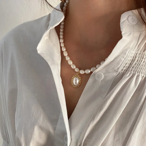 SHANICE 925 Silver Pearl Choker Necklace Chain Pendant Gift