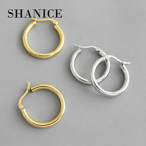SHANICE 925 Silver Geometric Circle Hoop Earrings Women Party Jewelry