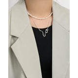 SHANICE 925 Silver Pendant Necklace Dark Line Texture Charms DIY Jewelry