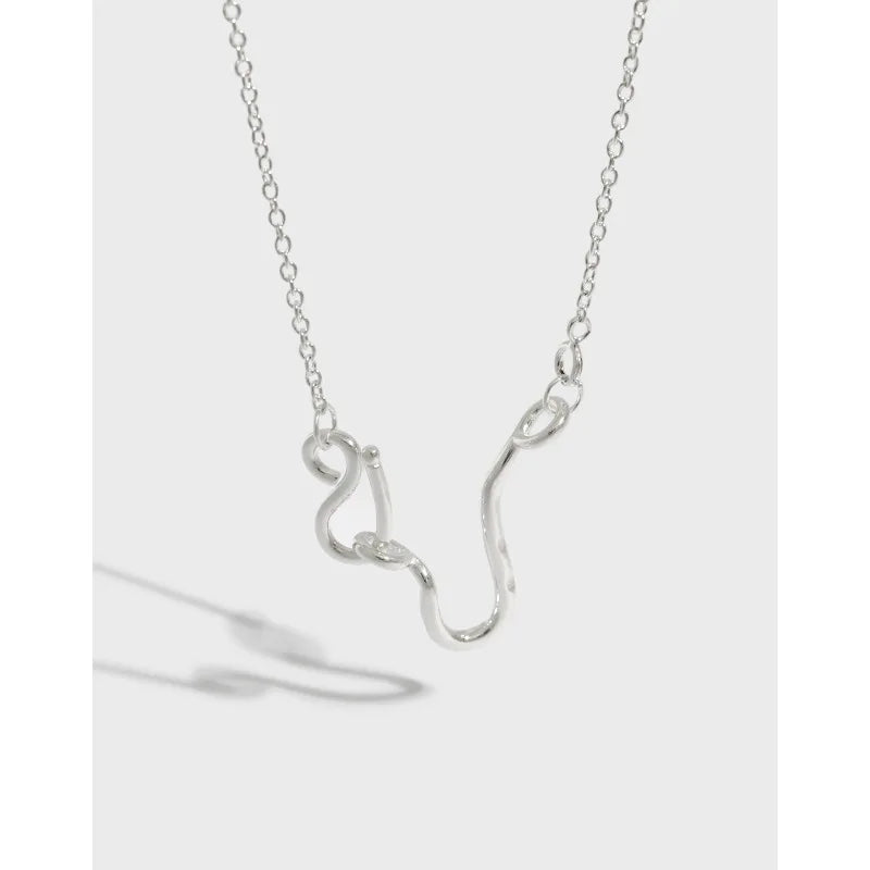 SHANICE 925 Silver Pendant Necklace Dark Line Texture Charms DIY Jewelry