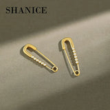 SHANICE Safety Pin Studs Earrings CZ Gothic Crystal 925 Silver Women Jewelry