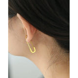 SHANICE Safety Pin Studs Earrings CZ Gothic Crystal 925 Silver Women Jewelry