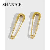 SHANICE Safety Pin Studs Earrings CZ Gothic Crystal 925 Silver Women Jewelry
