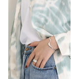 SHANICE 925 Sterling Silver Wave Bracelet Wave Bangle Wire Wrap Boho Beach Sea