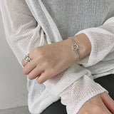 SHANICE 925 Silver Geometric Circle Flat Chain Bracelet for Men Women
