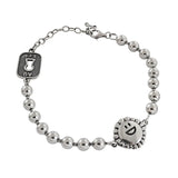 SHANICE 925 Silver Boho Chunky Chain Bracelet Retro Smiley Key Tag Chain